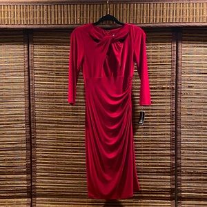 Red, puckered back, criss-cross front, size 6 dress by International Concepts.